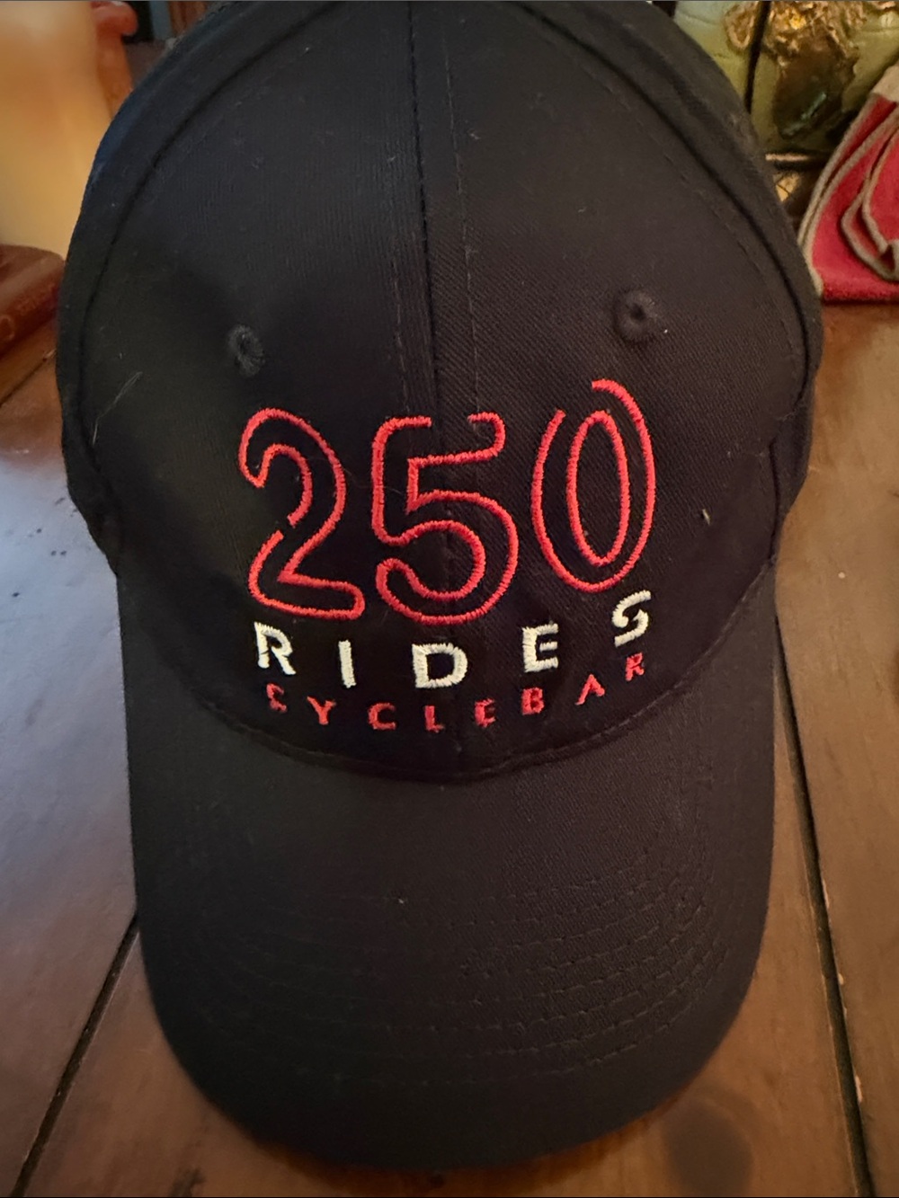 CycleBar Black Hat with Red and White Embroidery